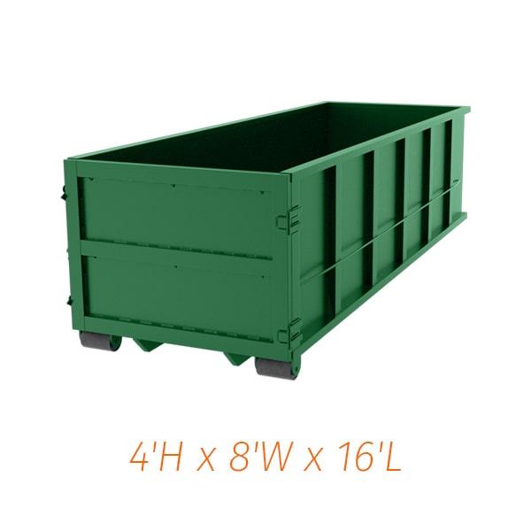 our fifteen yard dumpsters can typically hold up to 4 tons of weight